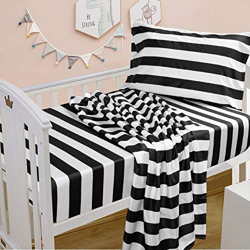 NTBAY 100 Brushed Microfiber Striped Crib Sheet