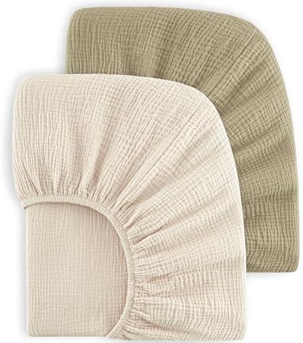 Bearmoss Muslin Crib Sheets 2 Pack Oat Latte
