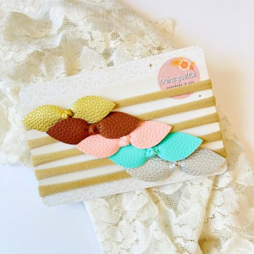 Vanaguelite Dainty Faux Leather Baby Bow Set of 5
