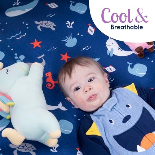 GROW WILD Blue Ocean Baby Crib Sheets for Boys 3 Pack 1