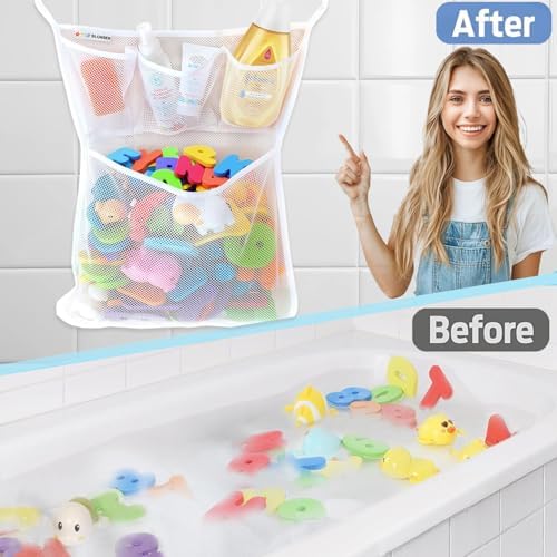 slonser Bath Toy Holder 14x20 Inch Mesh Storage Basket