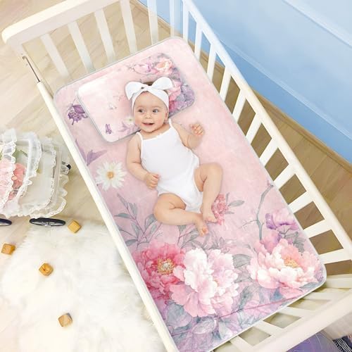 Chinese Style Flowers Peach Cooling Baby Mattress Pad