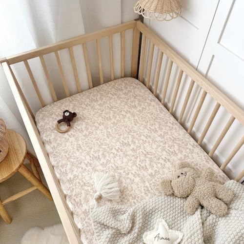 BuLuTu 2 Pack Floral Crib Sheets 52x28 for Boys Girls