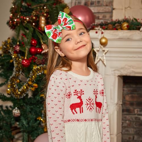 YanJie Christmas Baby Bows Red Green Headbands for Newborn Girls
