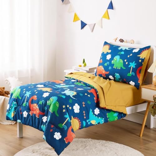 Wake In Cloud Dinosaur Toddler Bedding Set Navy Blue 1