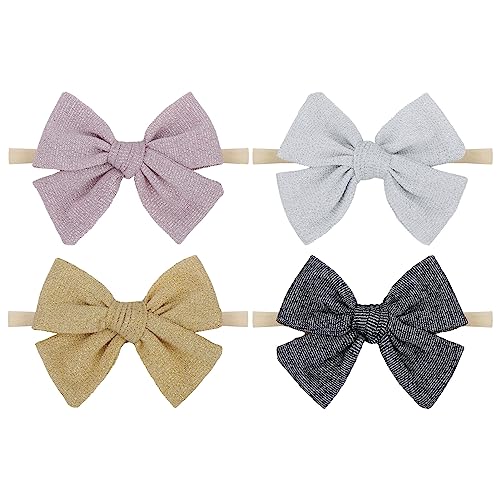 35 Baby Bows Elastic Headbands 4 Pcs