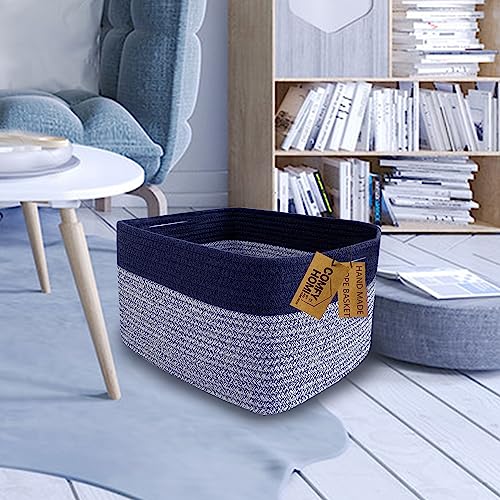 COMFY-HOMI 3-Pack Rectangular Cotton Rope Baskets with Handles