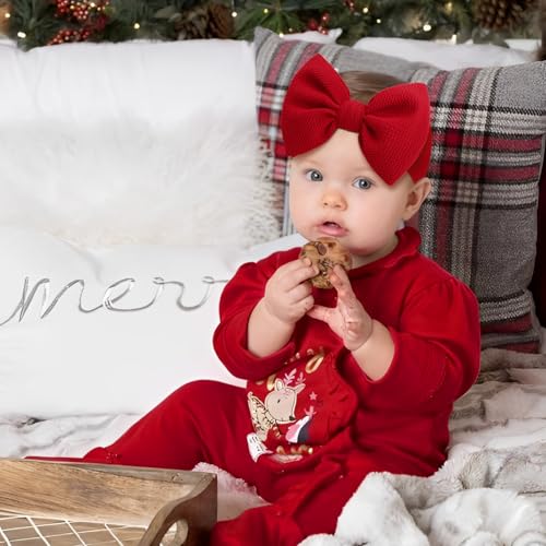 3 Pack 7 Christmas Big Bows Baby Girls Headbands