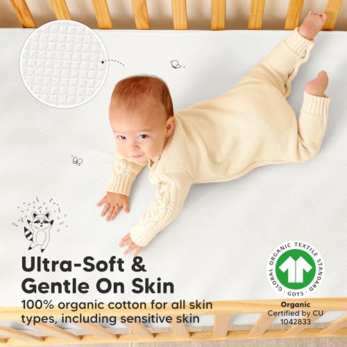 KeaBabies Waterproof Crib Mattress Protector - 2 Pack Quiet Baby Sheet Liner