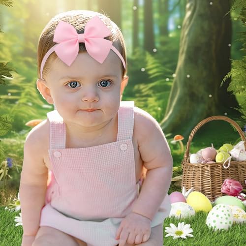 Easter Baby Bows for Girls - Pink Hair Bow Headbands Set