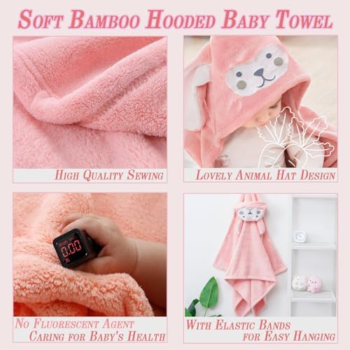 Toddler Baby Bath Towel with Hood Pink