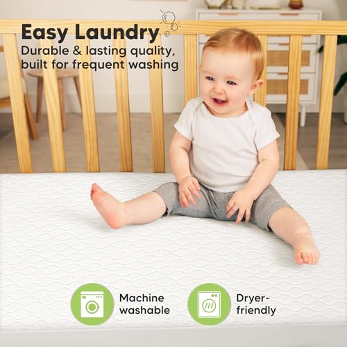 KeaBabies Waterproof Crib Mattress Protector Cover - 2-Pack Quiet Baby Sheet
