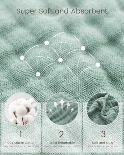 FAVERDIIY Hooded Baby Towels 2 Pack 35x35 Inch Muslin