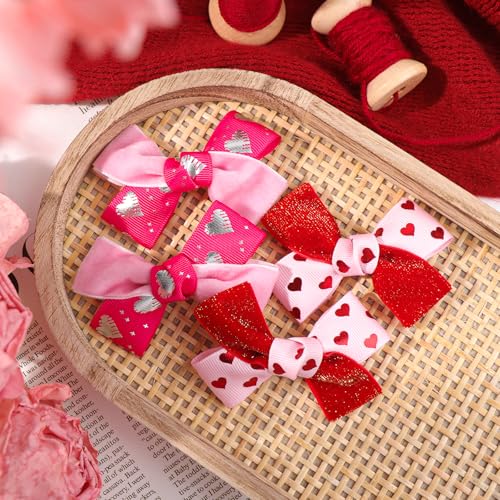 YanJie Cute Valentine Hair Clips Red Pink Bowknot Barrettes for Girls Toddler