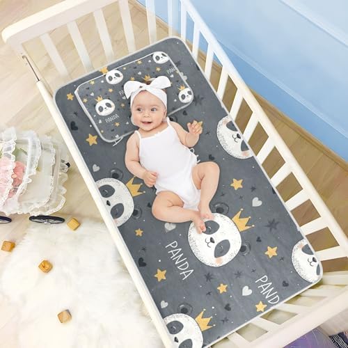 Panda King Star Grey Cooling Baby Mattress Pad 28x52