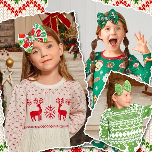 YanJie Christmas Baby Bows Red Green Headbands for Newborn Girls