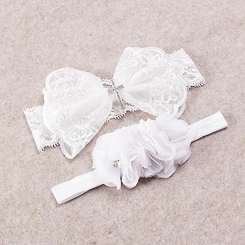 Nishine 2 Pack Baby Bowknot Headbands with Cross Button