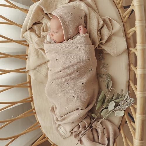 Luxury Organic Cotton Pointelle Baby Blanket Powder Blue