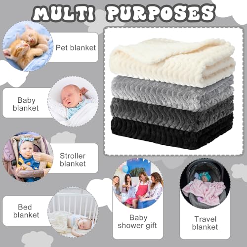 Frienda 4 Pcs Fluffy Baby Blanket for Newborns and Toddlers
