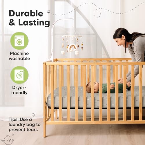 KeaBabies 2-Pack Fitted Crib Sheets - Soft Bamboo Cotton Breathable Durable