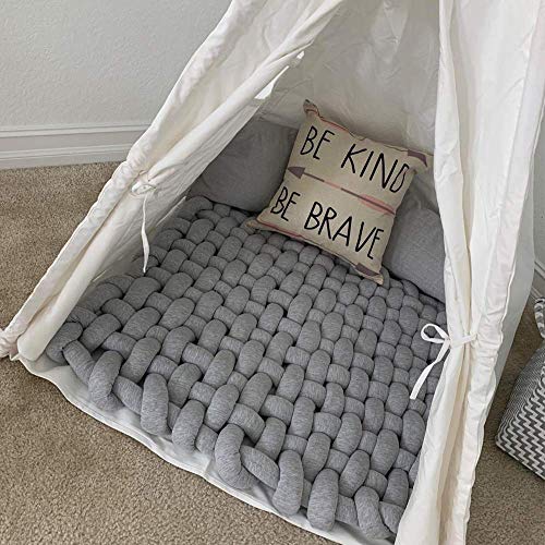 Wonder Space Knotted Braided Plush Mat - Grey