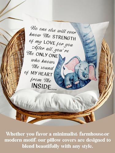 KISJO Mother Baby Elephant Pillow Cover 18x18 1