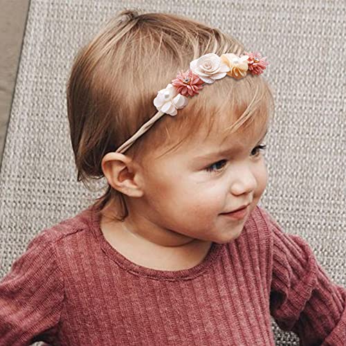 Baby Girl Soft Floral Elastic Headbands 3PCS