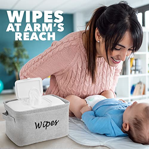 Dejaroo Wipes Newborn Essentials Linen Basket with Handle Grey