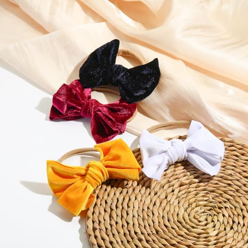 Muior 4 Pcs Baby Velvet Bow Headbands 1