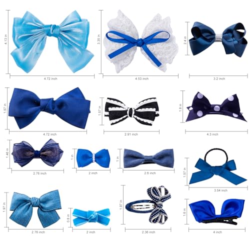 18pcs Blue Hair Bows for Girls Toddlers and Women