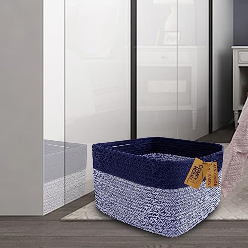 COMFY-HOMI 3-Pack Rectangular Cotton Rope Baskets with Handles
