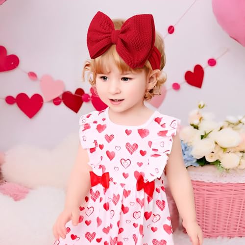 YanJie Baby Girl Headbands - Soft Red Pink Bow for Newborns Toddlers