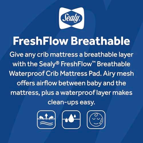 Sealy Baby FreshFlow Breathable Crib Mattress Protector Pad - 52 x 28 White