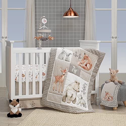 Lambs Ivy Painted Forest Crib Bedding Set - Gray Beige White 1