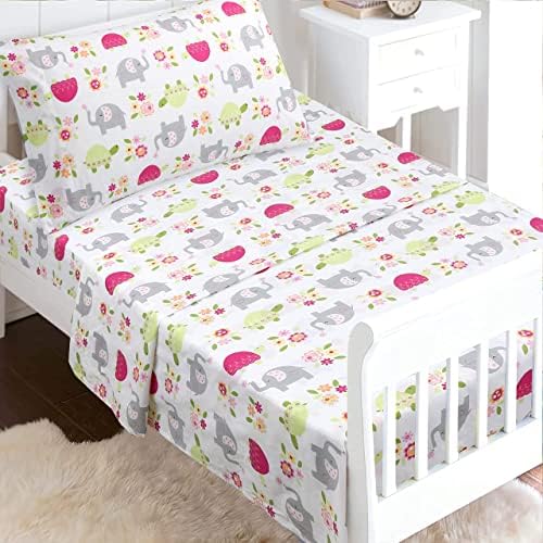 Danica 3-Piece Cotton Toddler Sheet Set - Turtle Elephant