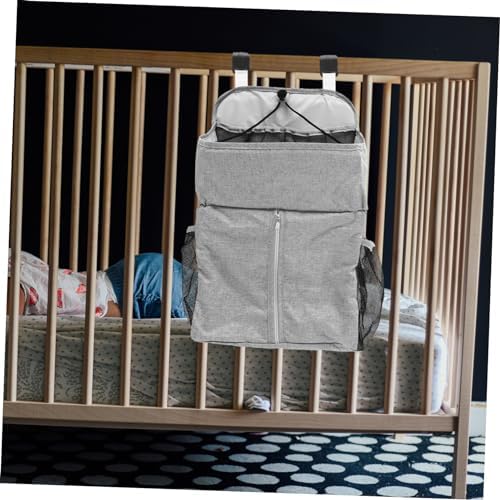 QUMIIRITY 1pc Crib Storage Bag Multi Functional Hanging Diaper Organizer Grey
