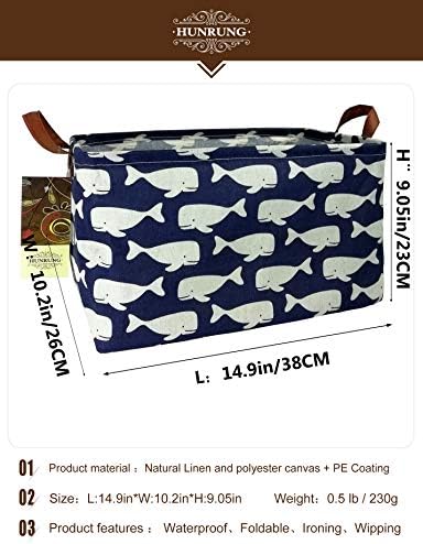 HUNRUNG Whale Storage Basket for Toys Clothes and Books