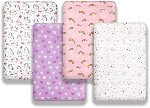 4 Pack Soft Crib Sheets for Baby Girls