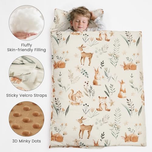 PHF Toddler Nap Mat with Pillow and Blanket Rollup Design