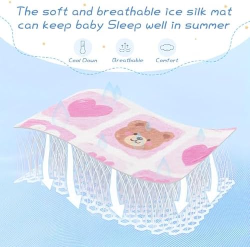 Pink Strawberry Flower Cooling Baby Mattress Pad Cover 1