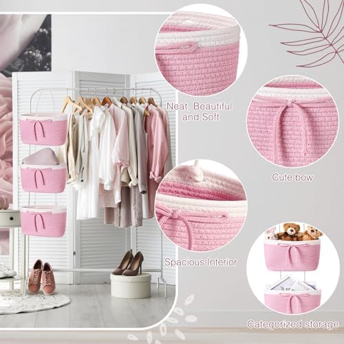 Zopeal 3 Tier Over the Door Diaper Caddy Organizer Pink Bow