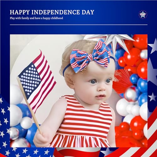 YanJie 4th of July Baby Headband Red Blue White Patriotic Hair Accessory