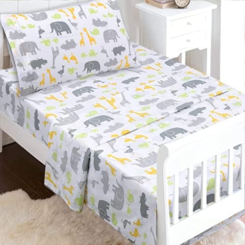 Danica Toddler Sheet Set with 3 Pieces Cotton Jungle Pals Design