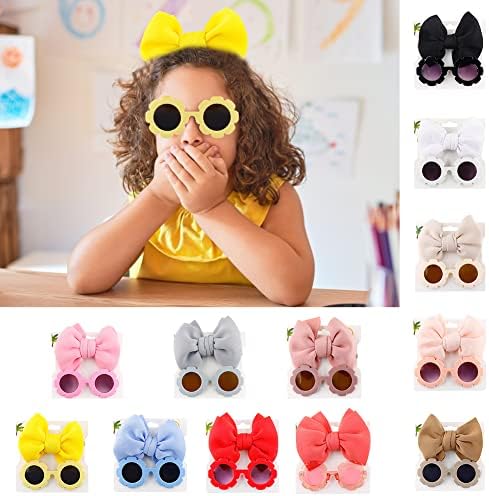 Surakey Kids Flower Sunglasses and Hairband Set