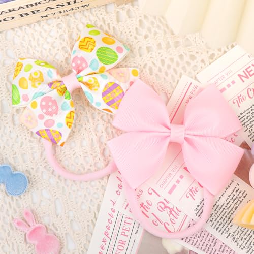 Easter Baby Bows for Girls - Pink Hair Bow Headbands Set