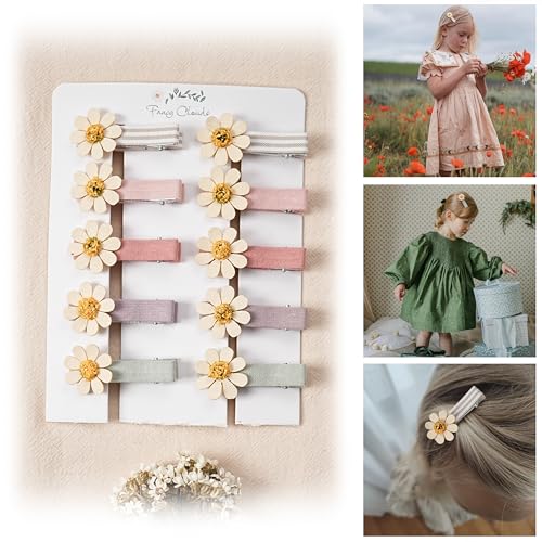 Fancy Clouds Assorted 10Pcs Daisy Fabric Hair Clips
