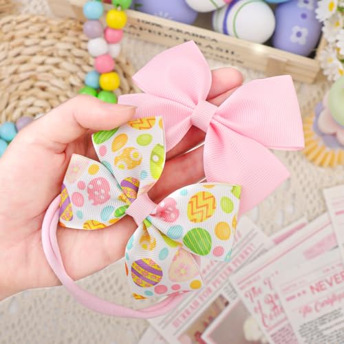 Easter Baby Bows for Girls - Pink Hair Bow Headbands Set