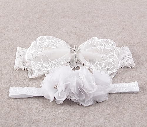 Nishine 2 Pack Baby Bowknot Headbands with Cross Button