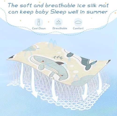 Cooling Whale Khaki Crib Mattress Pad 28x52