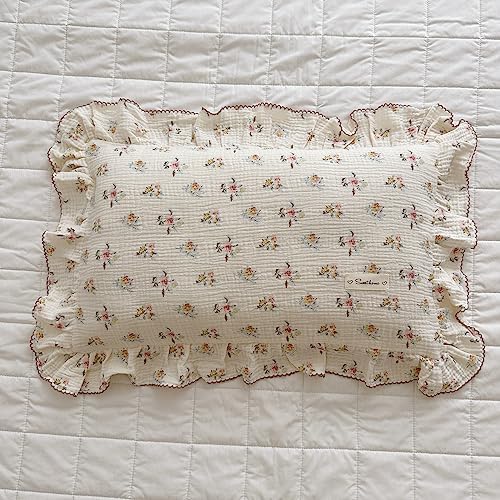 BuLuTu 4 Layer Muslin Kids Pillowcase with Azalea Flowers Pattern